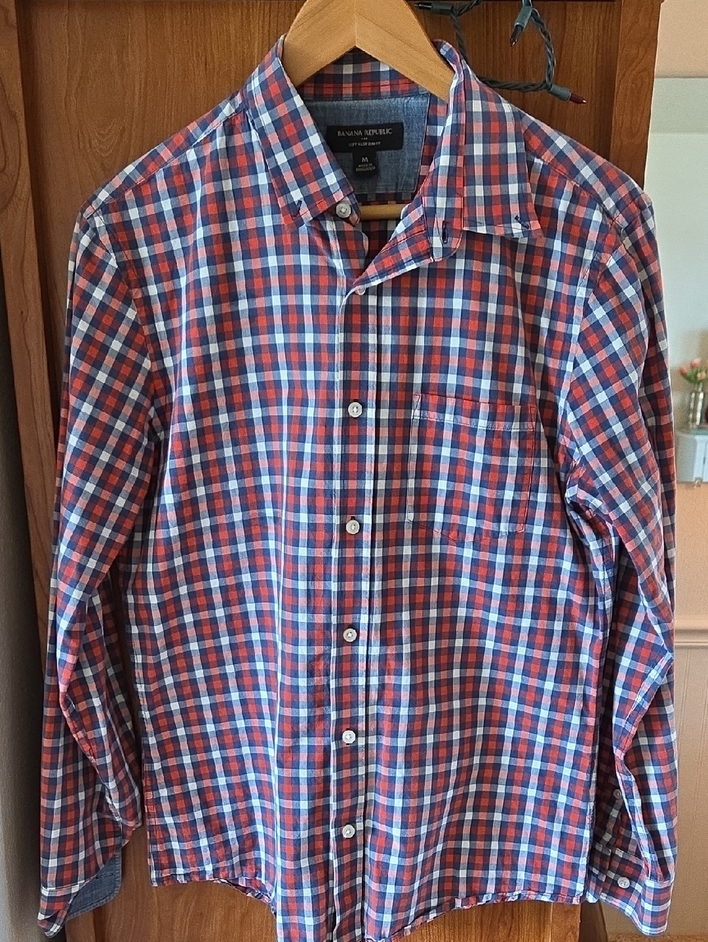 Banana Republic Plaid Button-Down Shirt in Red and Blue